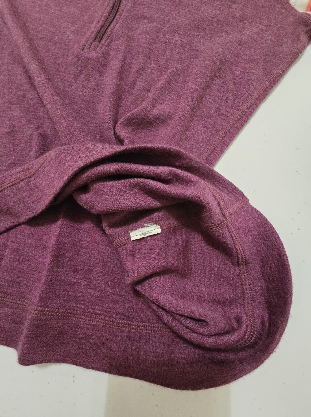 Smartwool Merino 250 1/2-Zip Hooded Top Women's Medium Berry Stripe - Picture 7 of 8